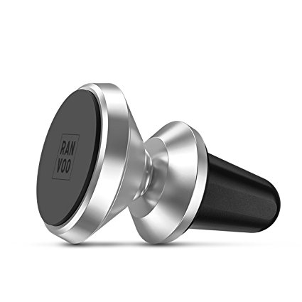 Car Mount, RANVOO Air Vent Aluminium Magnetic Holder [360 Degree Rotation Swivel Ball] for All Mobile Phone and GPS - Space Grey