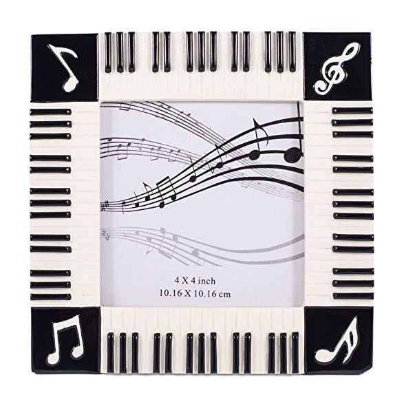 Piano Keyboard Musical Notes Treble Clef Decorative 4x4 Picture Frame