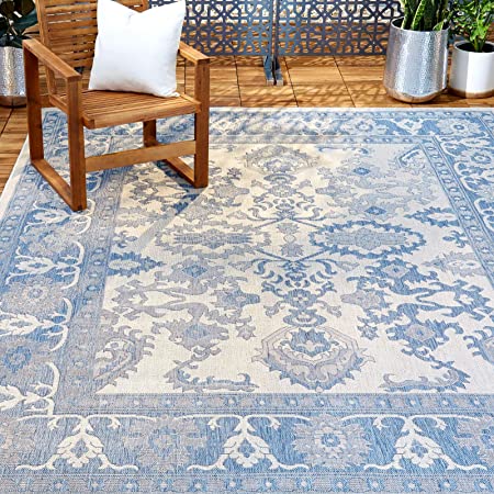 Home Dynamix Nicole Miller Patio Country Ayana Indoor/Outdoor Area Rug, Gray/Blue, 6'6"x9'2" Rectangle