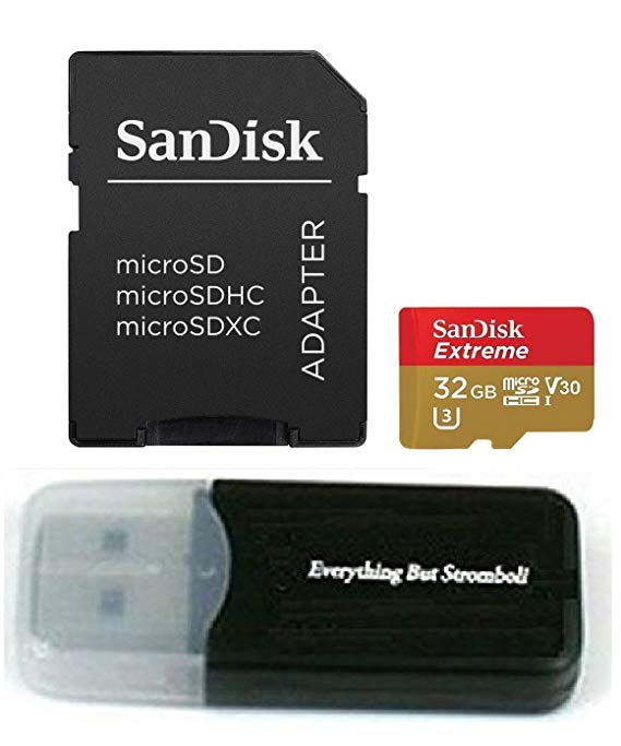 32GB Sandisk Micro SDXC Extreme 4K MicroSD Flash Memory Card Class 10 works with DJI Mavic Pro, Spark, Phantom 4, Phantom 3 Quadcopter 4K UHD Video Camera Drone with Everything But Stromboli Reader