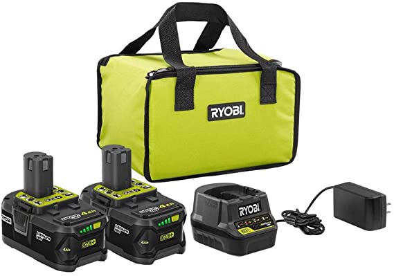 18-Volt ONE  Lithium-Ion High Capacity 4.0 Ah Battery (2-Pack) Starter Kit with Charger and Bag P197