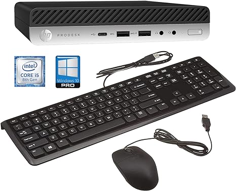 HP Prodesk 600 G4 Mini PC Desktop, Micro Computer w/Core 8th Gen i5-8500T 3.5GHz, 16GB RAM, 512GB SSD, Wired Keyboard, 4K Support, WiFi, Bluetooth, Win10 pro(Renewed)