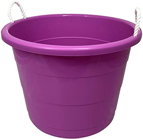 HOMZ Plastic Utility Rope Handled Tub, 17 Gallon, Set of 2, Radiant Orchid, 2 Pack