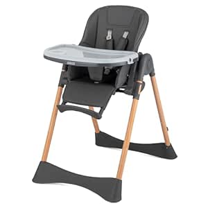 JOYMOR 4 in 1 Folding Baby High Chair for Babies to Toddlers, Infant Eating Foldable Highchair w/Leather Seat Cushion, 4-Position Removeable & Adjustable Tray, 5-Point Harness