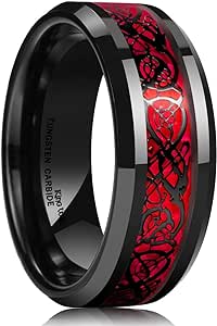 King Will Dragon 8mm/6mm Red/Blue/Green/Orange/Purple/Silver/Black/Azure/Mazarine Celtic Dragon Tungsten Carbide Mens Wedding Band Ring Comfort Fit