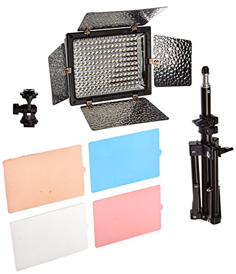 LimoStudio LED 160 Photographic Lighting Kit, Photo Studio Barndoor Light, Continuous Video Light, AGG1273