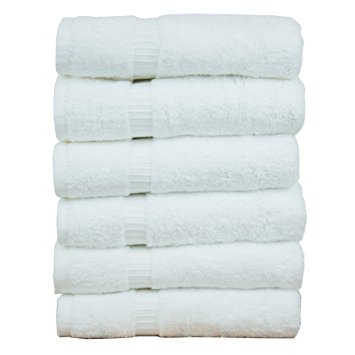 Luxury Hotel & Spa Towel 100% Genuine Turkish Cotton (White, Hand Towel - Set of 6)