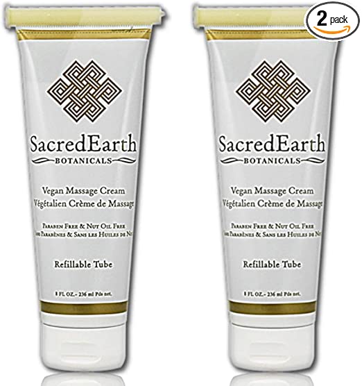 Sacred Earth Botanicals Unscented Vegan Massage Cream - 2 Pack - 8oz Tubes