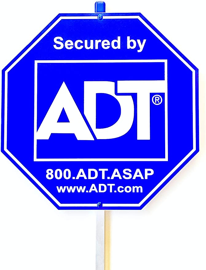 Security Home ADT Yard Sign with Aluminum Post, 2 Blue Rivets for Added and 6 Years of Durability