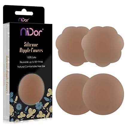 Niidor Nipplecovers Reusable Adhesive Silicone Breast Petals & Lift Pasties for Women