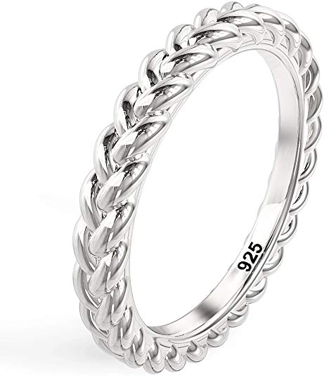 Metal Factory 925 Sterling Silver Braid Style Stackable Eternity Ring
