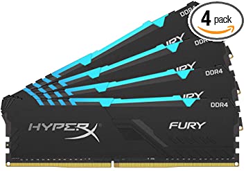 HyperX Fury 32GB 3200MHz DDR4 CL16 DIMM (Kit of 4) 1Rx8  RGB XMP Desktop Memory HX432C16FB3AK4/32