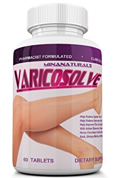 VARICOSOLVE The Natural Varicose Vein and Spider Vein Relief. Improve Circulation. Triple strength (1900 mg). 60 Tablets