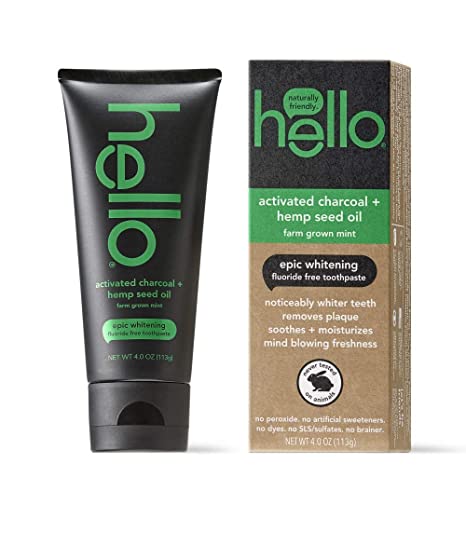 Hello Oral Care Activated charcoal   hemp seed oil fluoride free toothpaste, 4 Ounce