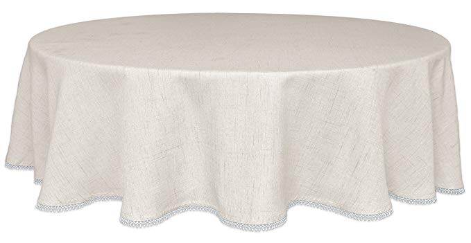 Lenox French Perle Solid 70" Round Tablecloth, Natural Linen