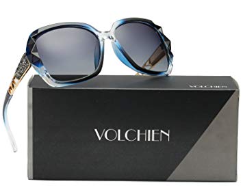 VOLCHIEN Diamante Sunglasses Oversized Square Sunglasses Shaped Frame Women Polarized Lens UV400 Protection VC1002