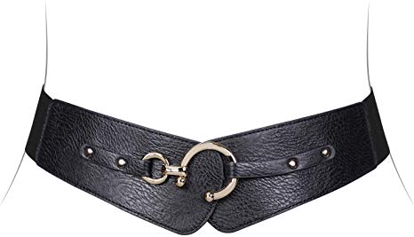 JASGOOD Women's Fashion Vintage Wide Elastic Stretch Waist Belt With Interlock Buckle Halloween Belt