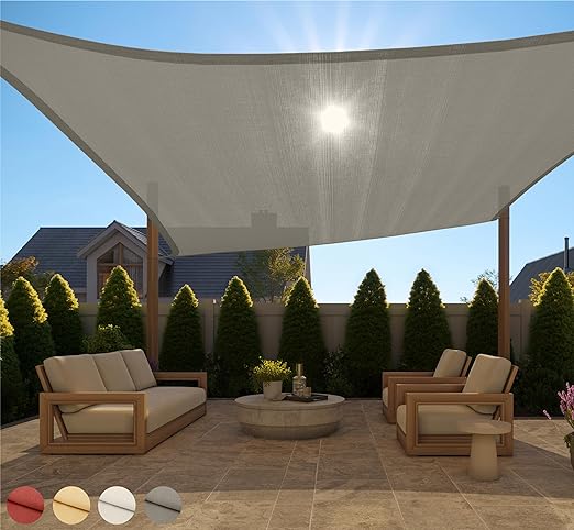 Gorilla Grip Heavy Duty Sun Shade, UV Protection Fade Tear and Rust Resistant Canopy Blocks Sunlight, Easy Install Breathable Sail, Shades Outdoor Patio Lawn Garden, Rectangle Sunshade, 8x10 FT Gray