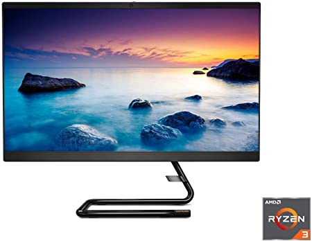 Lenovo IdeaCentre AIO 3, 24" All-in-One Computer, AMD Ryzen 3 4300U Mobile Processor, Integrated Graphics, 8GB DDR4, 256GB M.2 NVMe SSD, DVD RW Drive, Windows 10, F0EW005TUS, Business Black