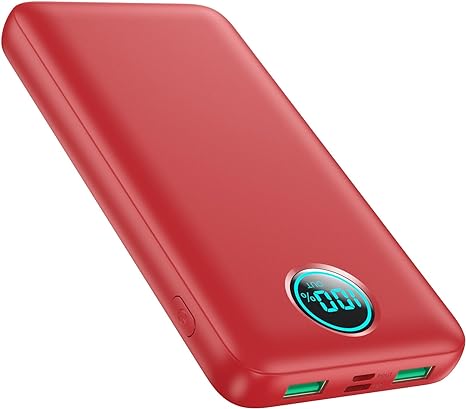 Portable Charger Power Bank 30,800mAh LCD Display Power Bank,25W PD Fast Charging  QC 4.0 Quick Phone Charging Power Bank Tri-Outputs Battery Pack Compatible with iPhone,Android etc(Red)