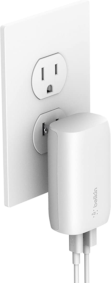 Belkin USB C Wall Charger 32W C to C Cable Included PD with 20W USB C & 12W USB A Ports for USB-C Power Delivery