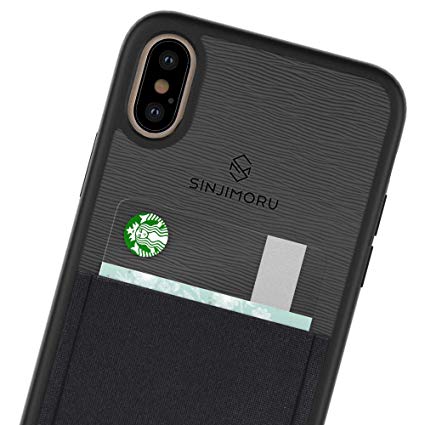 Sinjimoru iPhone Xs Max case with Card Holder, Slim Card Wallet case. Sinji Pouch Case for iPhone Xs Max (2018), Black