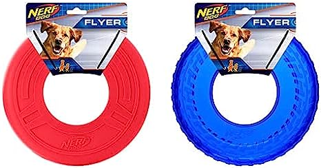 Nerf Dog 10in Red Flyer and 10in Translucent Blue Flyer Dog Toys