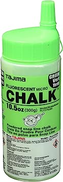 TAJIMA Micro Chalk - Fluorescent Green 10.5 oz (300g) Ultra-Fine Snap-Line Chalk with Durable Bottle & Easy-Fill Nozzle - PLC2-FG300