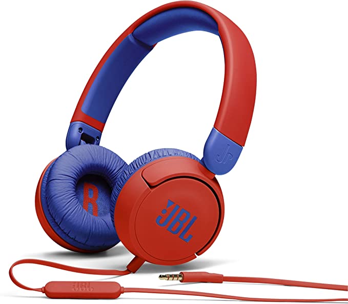 JBL JR 310 - Kids On-Ear Headphones (Red/Blue), Small