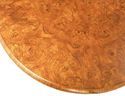 Table Cloth Round 36" to 48" Elastic Edge Fitted Vinyl Table Cover Maple Wood Pattern Brown Tan