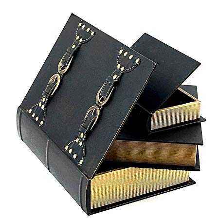 Bellaa 28212 Faux Leather Wood Secret Storage Books Box Set of 3