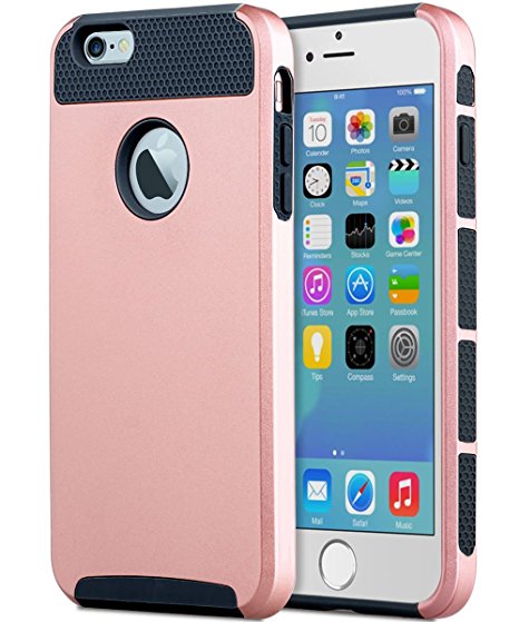 iPhone 6 Case, iPhone 6S Case, iPhone 6 Cover, BENTOBEN 2 In 1 Ultra Slim Anti-scratch Dual Layer Hybrid Hard PC Soft TPU Bumper Shockproof Protective Case for iPhone 6/6S (4.7 Inch), Rose Gold/Black