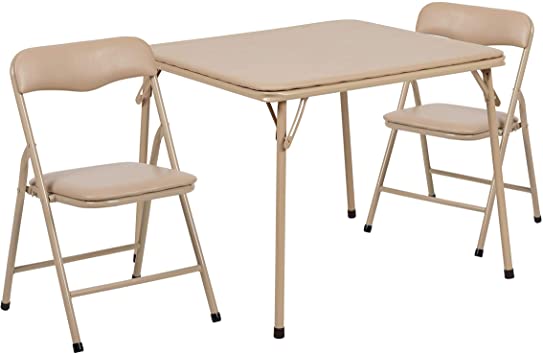 Flash Furniture Kids Tan 3 Piece Folding Table and Chair Set