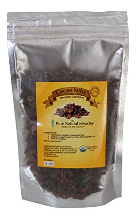 Pure Natural Miracles Raw Organic Cacao Nibs from the Best Cocoa Beans, 100% USDA Certified