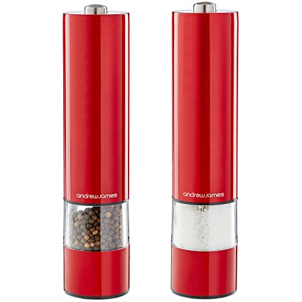 Andrew James Large Stainless Steel Electronic Salt And Pepper Mill Set