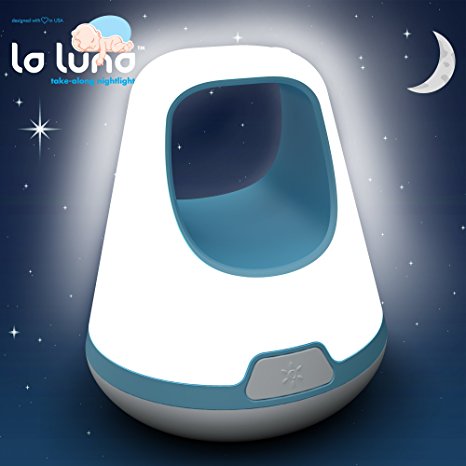 La Luna Kids Night Light – Take Along Portable LED Toddler Night Light – Three Brightness Settings; Automatic Gradual Fading Shut-off after 30 Minutes – Long Lasting Rechargeable Battery Children Lamp