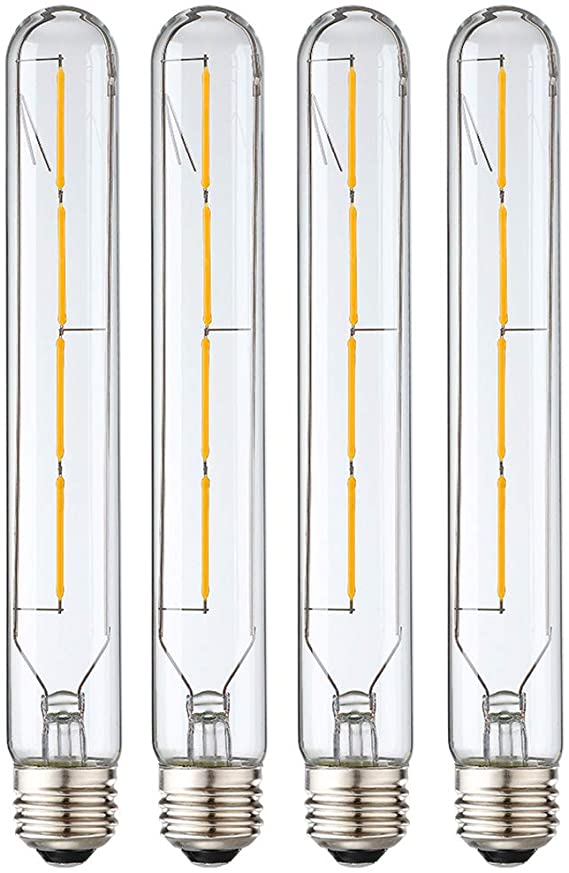LEOOLS T10 Led Long Bulbs,4W Dimmable Tubular Bulb,40 Watt Incandescent Bulb Equivalent Edison Style Vintage LED Filament Light Bulb, E26,2700K Warm White,8.9in(225mm),4-Pack.
