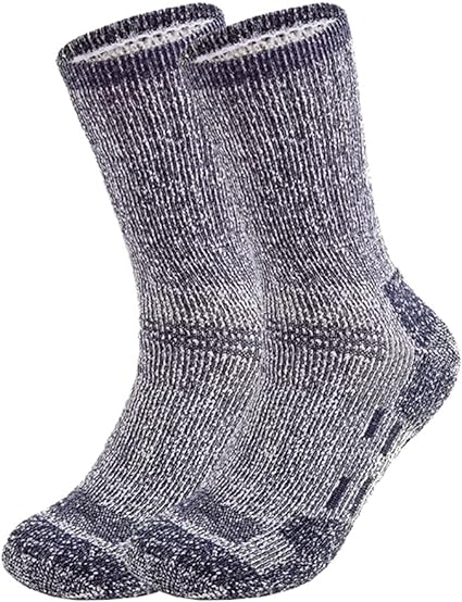 SOLAX Mens Merino Wool Hiking Socks 2 Pairs Outdoor Trail Crew Socks
