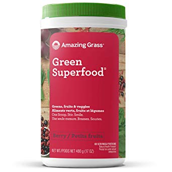 Amazing Grass Green Superfood Organic Powder with Wheat Grass and Greens, Flavor: Berry,  60 Servings, 17 Ounces
