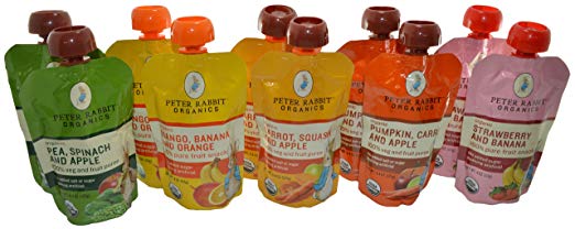 Peter Rabbit Organics 100% Pure Baby Food Variety, 4.4 Oz Pouches (Pack of 10)
