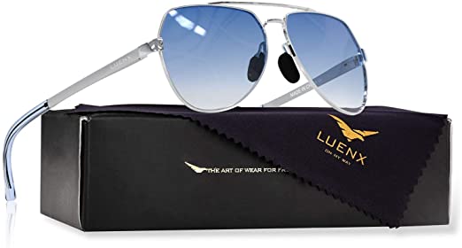 LUENX Aviator Sunglasses Polarized Mens Womens with Case - UV 400 Protection 63mm