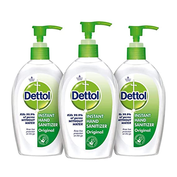 Dettol Original Germ Protection Alcohol based Hand Sanitizer Pump, 200ml (Pack of 3)