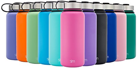 Simple Modern Summit Water Bottle   Extra Lid - Vacuum Insulated Stainless Steel Wide Mouth Hydro Travel Mug - Powder Coated Double-Walled Flask