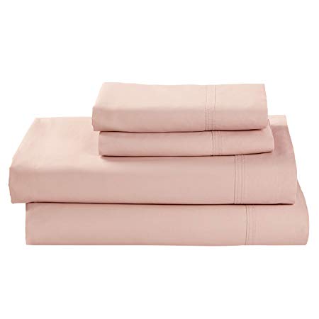 Rivet Percale 100% Organic Cotton Sheet Set, Easy Care, Queen, Peach-Pink