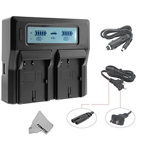 Fomito LP-E8 Dual Digital Battery Charger with LCD Screen Compatible with Canon EOS 550D 600D 650D 700D X4 X5 X6i