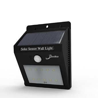 Elivebuy® Solar Powered 10 LED Motion Sensor Security Light (200 Lumens,900 mAh Battery, 10 ft Detection Range, 12 hr Runtime) for Patio, Deck, Yard, Garden, Driveway, Outside Wall - IP65 Splashproof