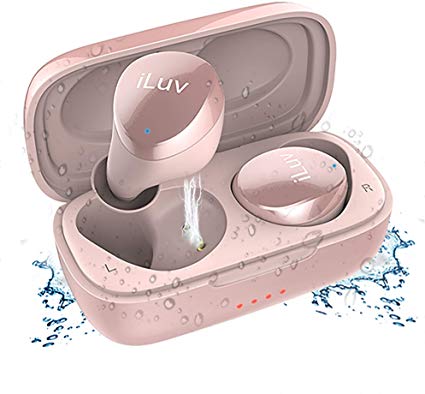 iLuv TB100 Bluetooth 5.0 Wireless Earbuds with Charging Case IPX6 Waterproof in-Ear TWS Headphones with Deep Base and Hi-Fi Stereo for Sports Rose Gold