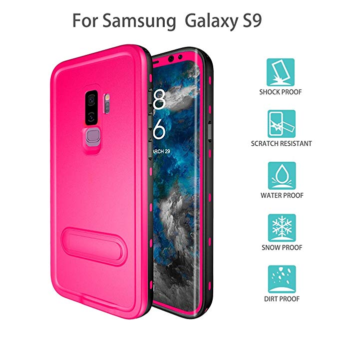 Redpepper-Waterproof Cas Samsung Galaxy S9 Snowproof Shockproof DirtProof Full Sealed Underwater Protective Cover Case (Pink)