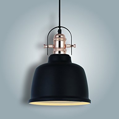 VINLUZ Industrial Vintage Ceiling Pendant Light Chandelier 1-Light Black Bronze Barn Metal for Kitchen Dining Room