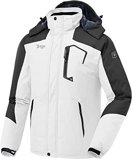 BGOWATU Men's Waterproof Snow Ski Jacket Warm Fleece Winter Coat Mountain Insulated Windbreaker Hooded Raincoat